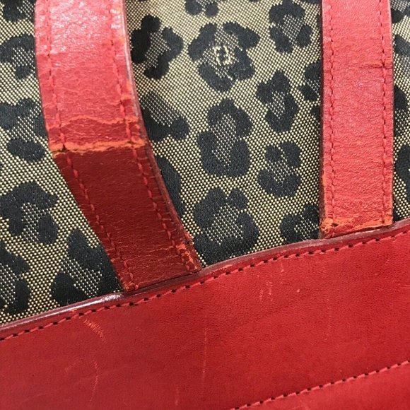 FENDI Leopard pattern Backpack Canvas/Leather Brown x Red main image 10